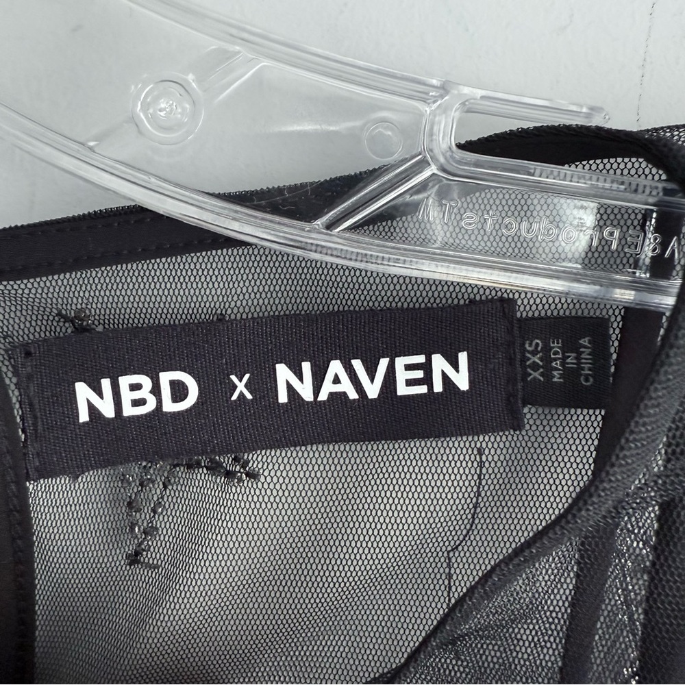 NBD x Naven Starry Night Dress in Black XXS Star Sequins Embellished Sheer Mesh - Picture 7 of 16